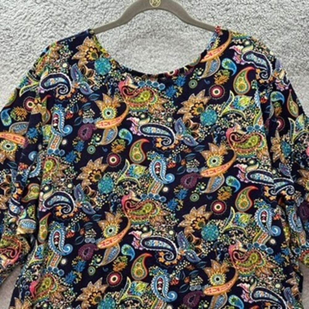 Ulla Popken Women's Size 28/30 Colorful Paisley‎ Top V-Neck 3/4 Sleeves Comfort - Picture 11 of 11